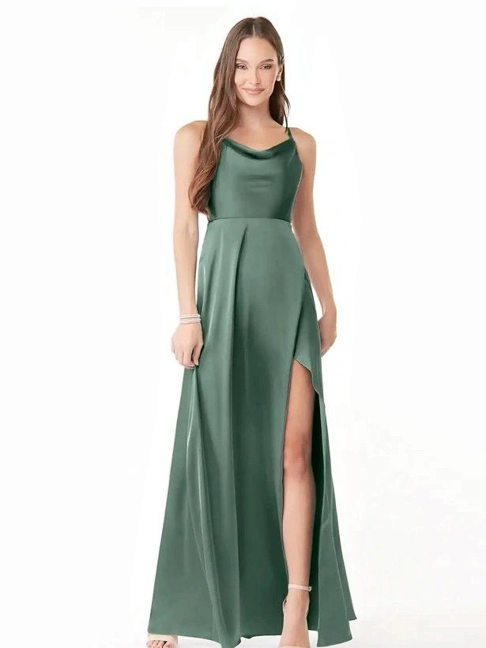 Azazie Naomie Bridesmaid Dress Green Maxi